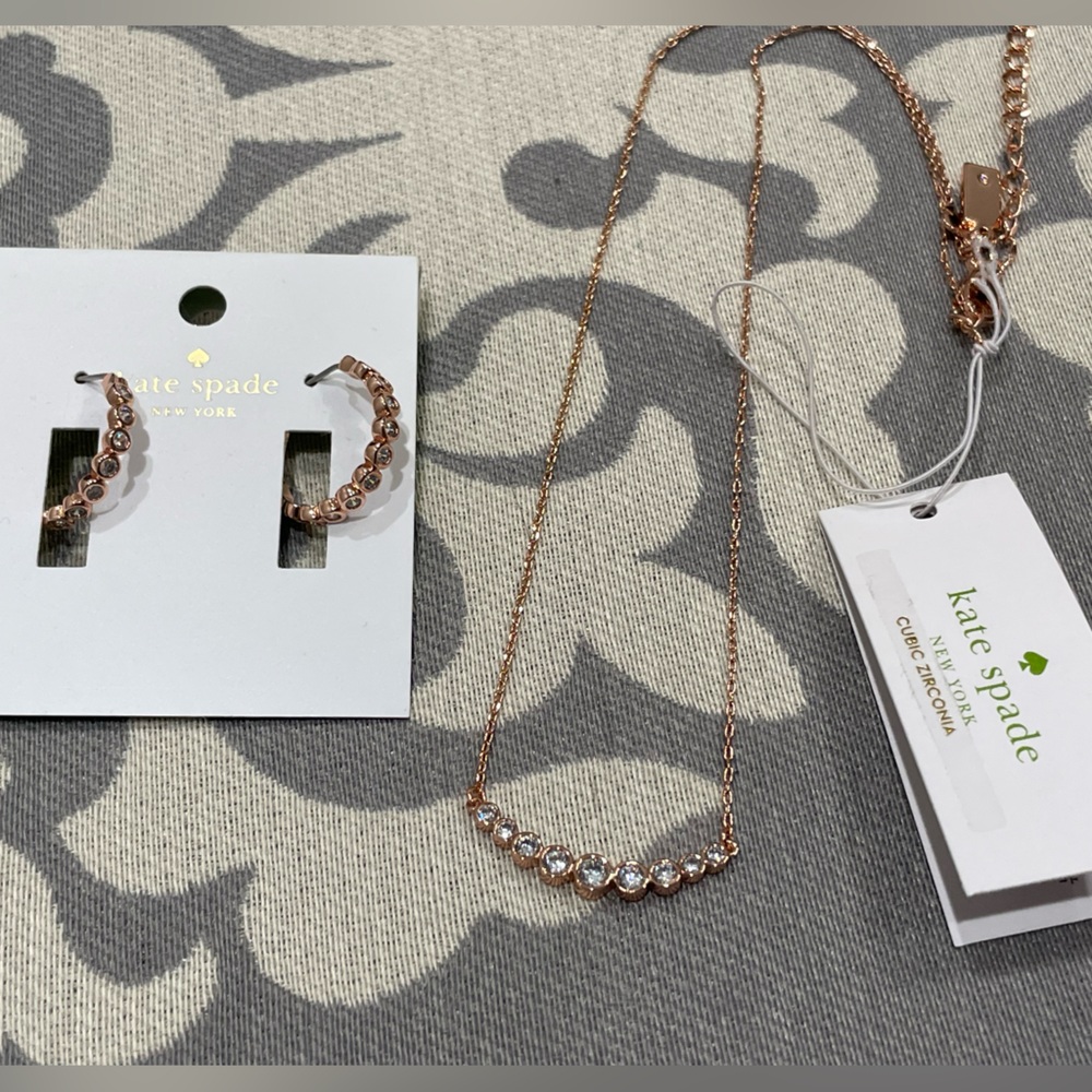 Kate Spade Rose Gold Necklace and Earring Set